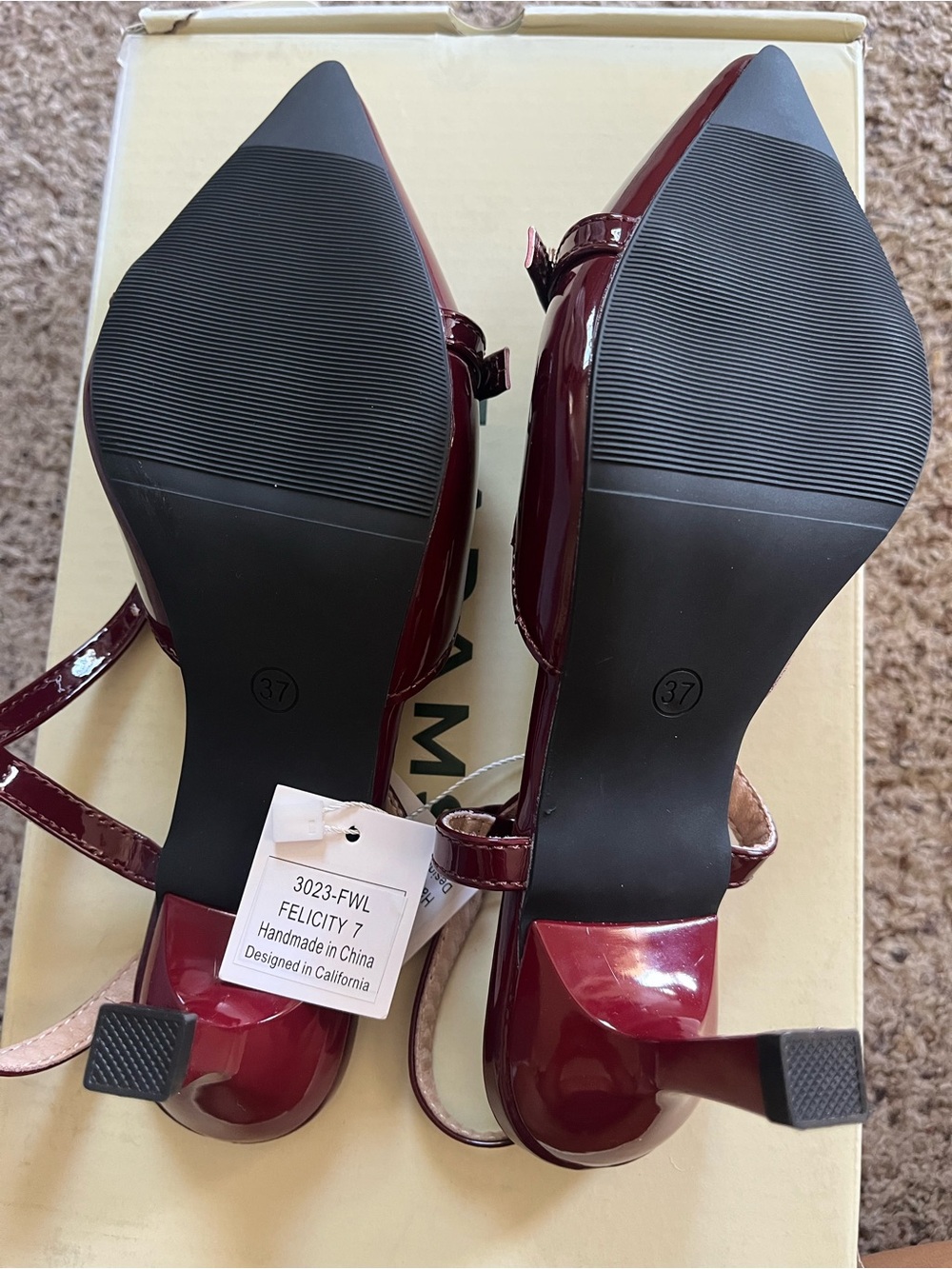 J. Adams Felicity Patent Slingback Heels in Burgundy in Sz (7) - Picture 3 of 4